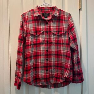 CC Filson Red Buffalo Plaid Flannel Long Sleeve Shirt Button Up Womens Small